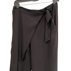 St John Black Wrap Front‎ Tie Waist Tapered Trousers Pants Womens Size 6